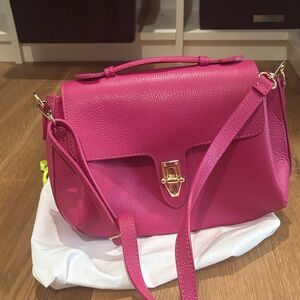 Elegant Fuchsia Leather Satchel